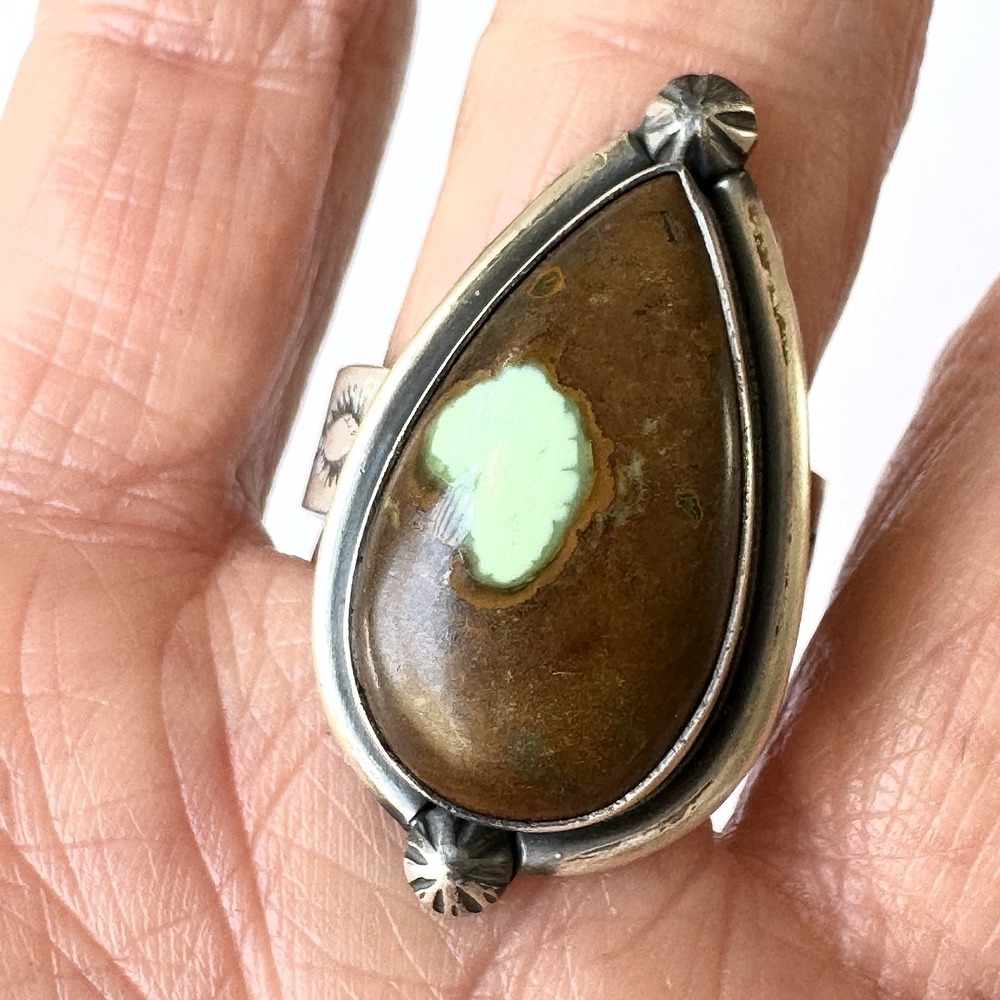 Navajo Turquoise Ring Royston Sz 9 Adjustable Signed Skeets Sterling Native Amer